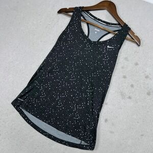 Nike Dri Fit Running Tank Top Womens Size S Black Geometric Print Sleeveless Gym